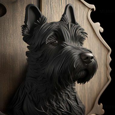 3D model Black Terrier dog (STL)